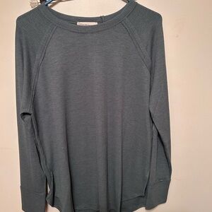 Zenana Waffle Knit Long Sleeve Top in green